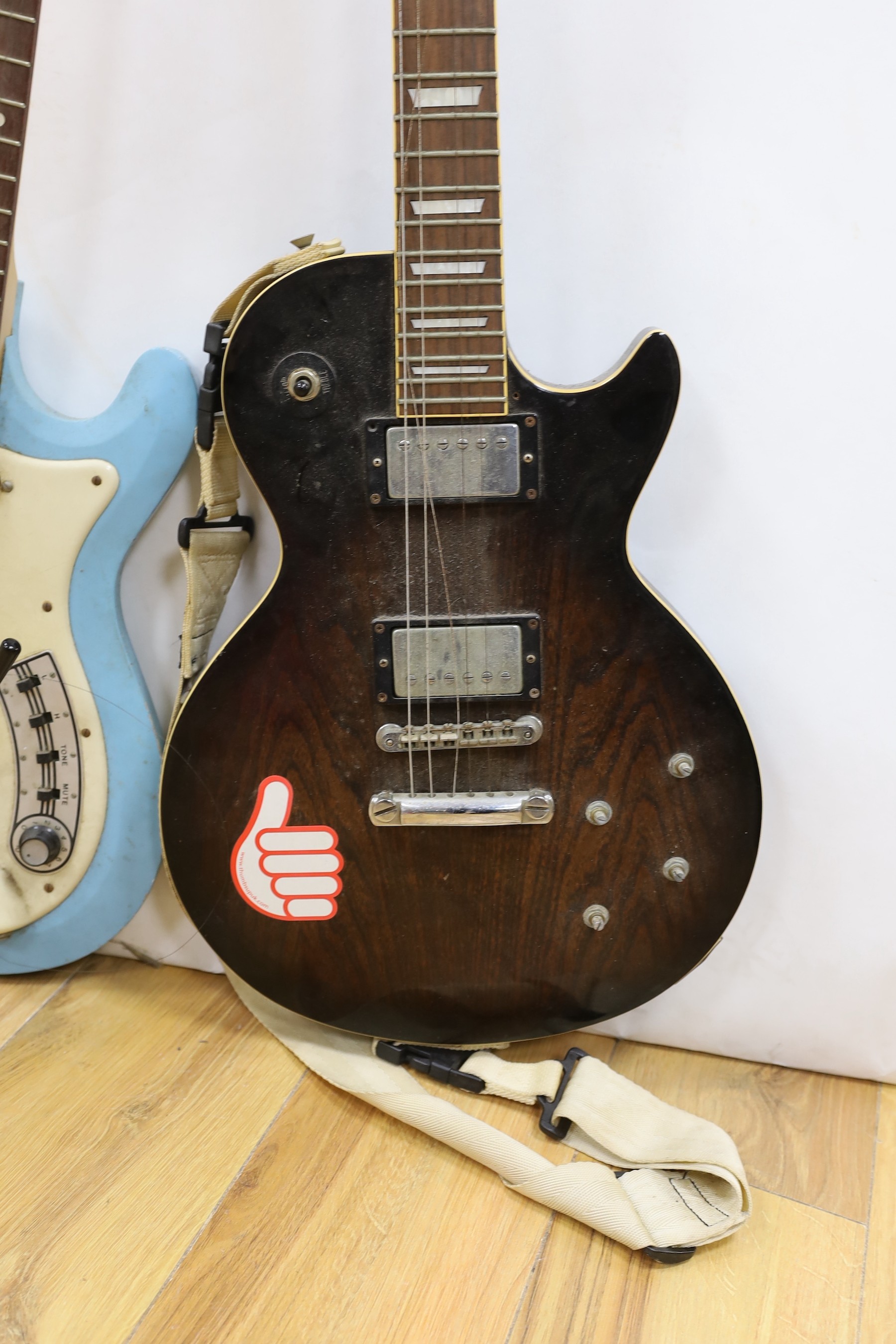 A 1960s Futurama guitar and a Hohner electric guitar